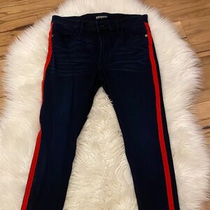 Express Dark Blue Jeans with Red Stripe